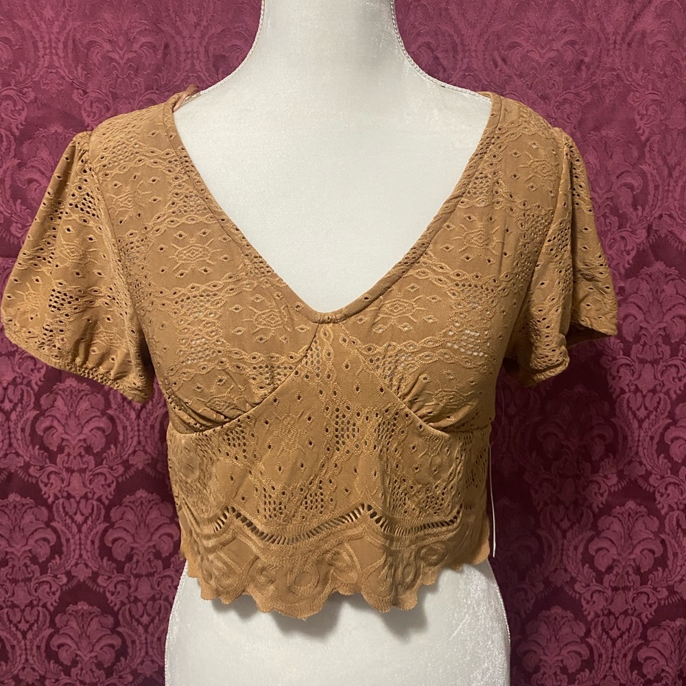 Burnt Orange eyelet crop top